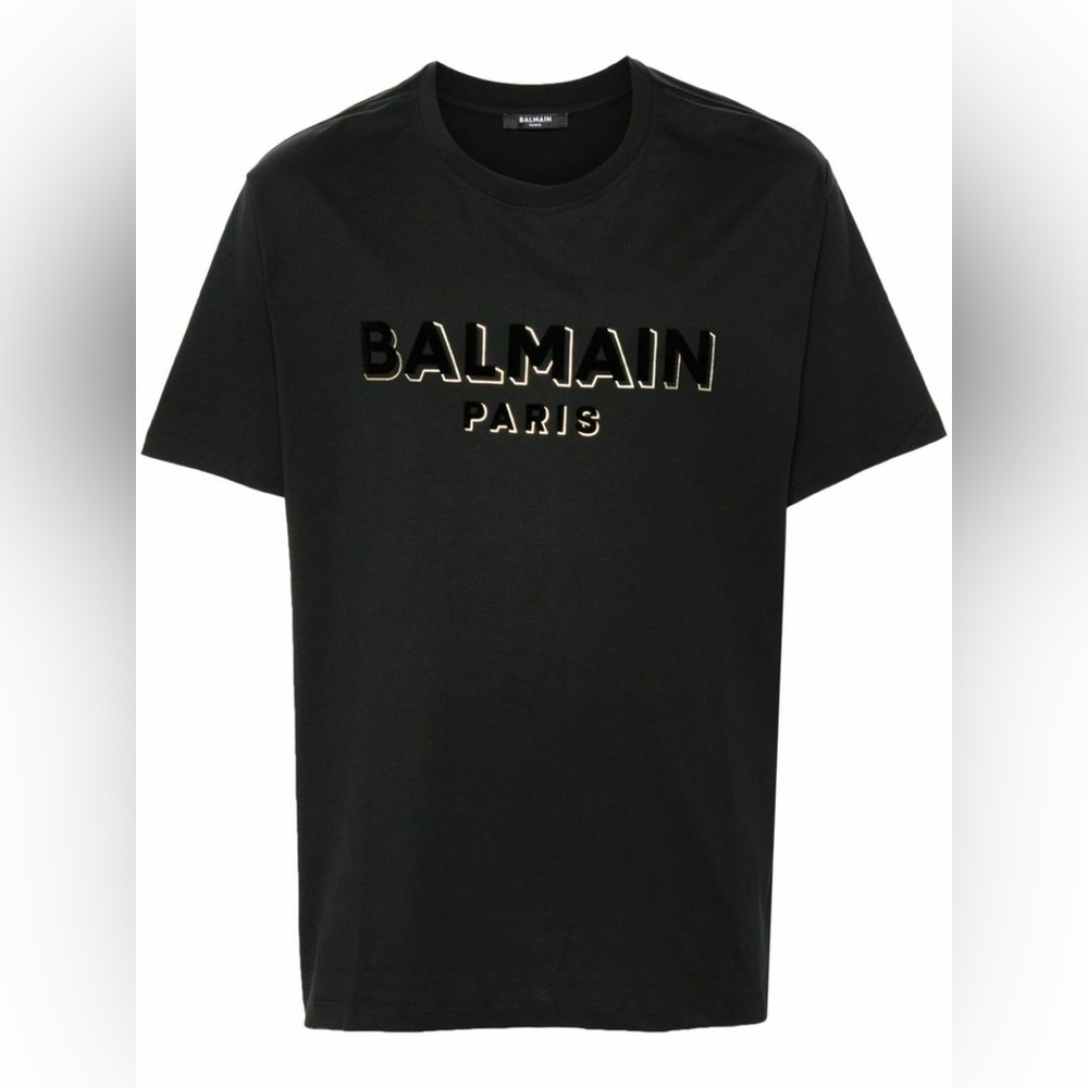 NWT Balmain Logo-Print Black T-Shirt Size M